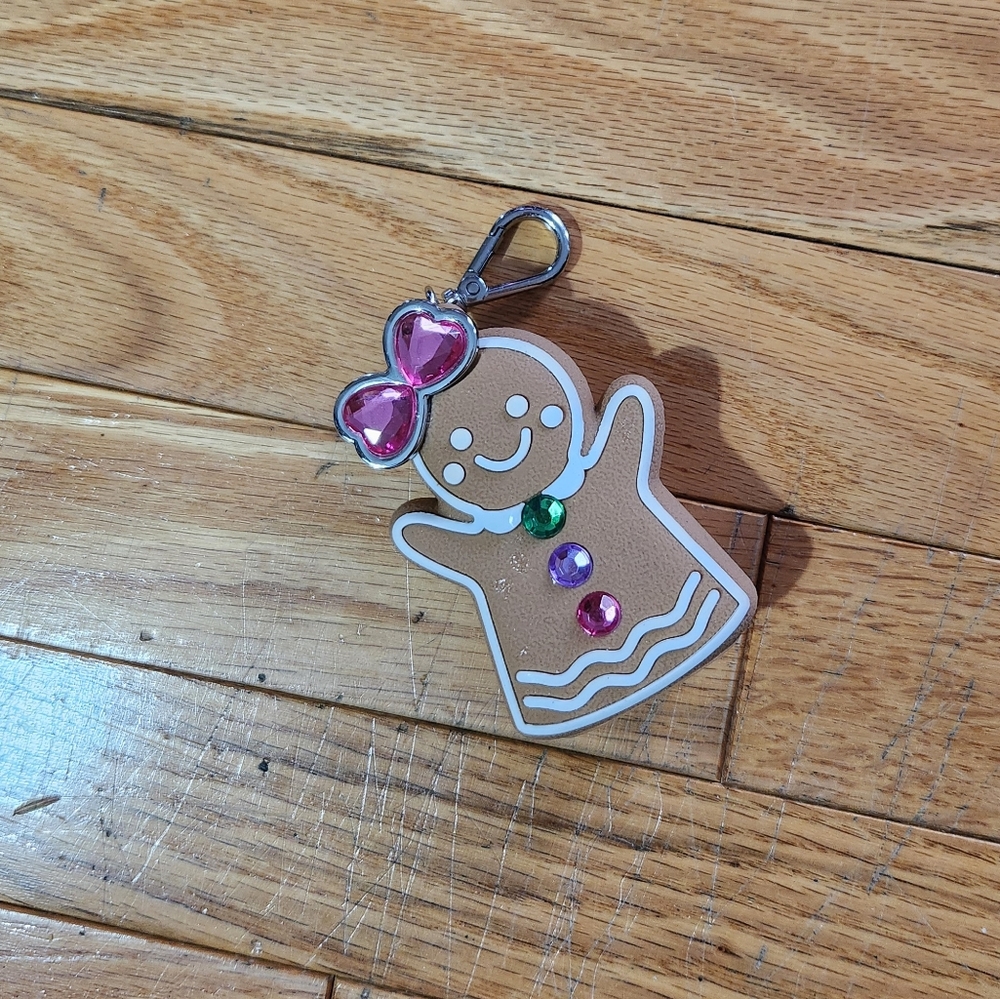 Gingerbread Man with Bow Hand Sanitizer Holder Keychain